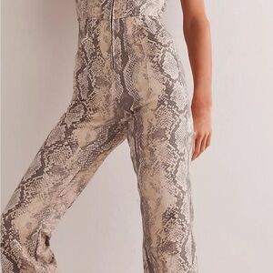 We The Free Cream and Gray Jumpsuit with Bold Snake Print
